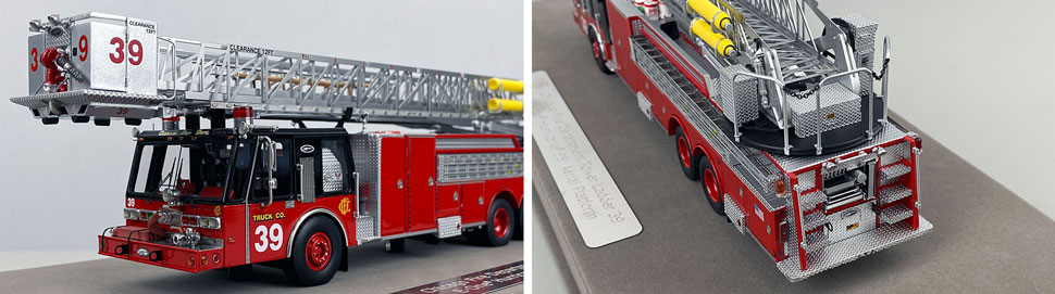 Closeup pics 11-12 of Chicago Fire Department E-One Hurricane Tower Ladder 39 scale model