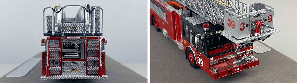 Closeup pics 5-6 of Chicago Fire Department E-One Hurricane Tower Ladder 39 scale model