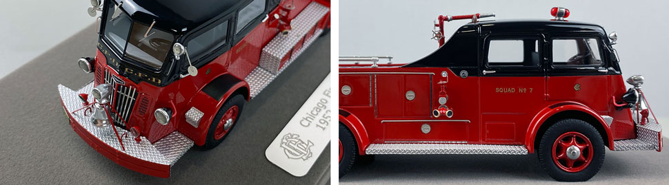 Closeup pics 3-4 of Chicago Fire Department 1952 Autocar Squad 7 scale model