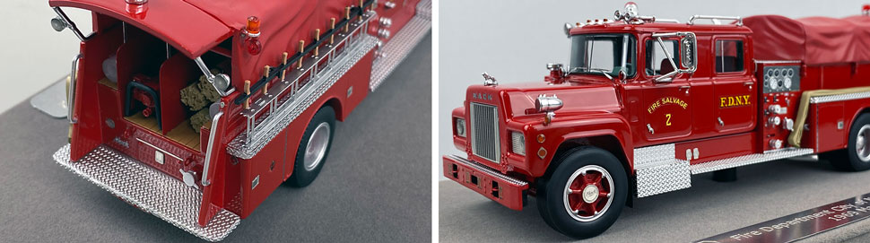 Closeup pictures 3-4 of the FDNY's 1969 Mack R Salvage 2 scale model