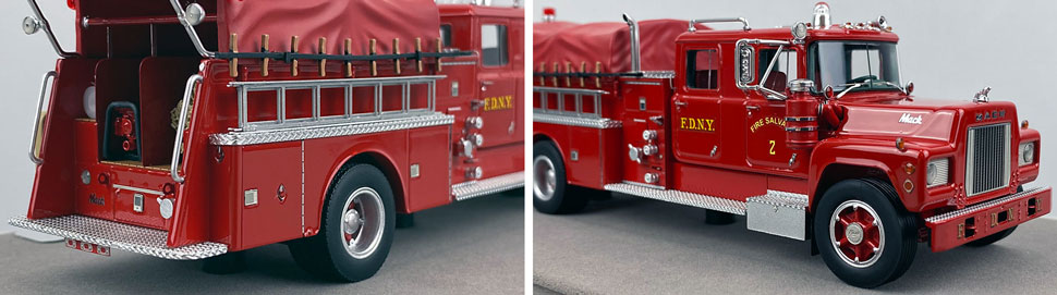 Closeup pictures 11-12 of the FDNY's 1969 Mack R Salvage 2 scale model