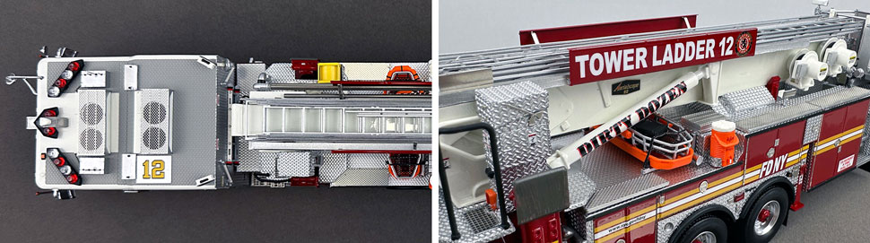 Closeup pictures 13-14 of the FDNY Ladder 12 scale model