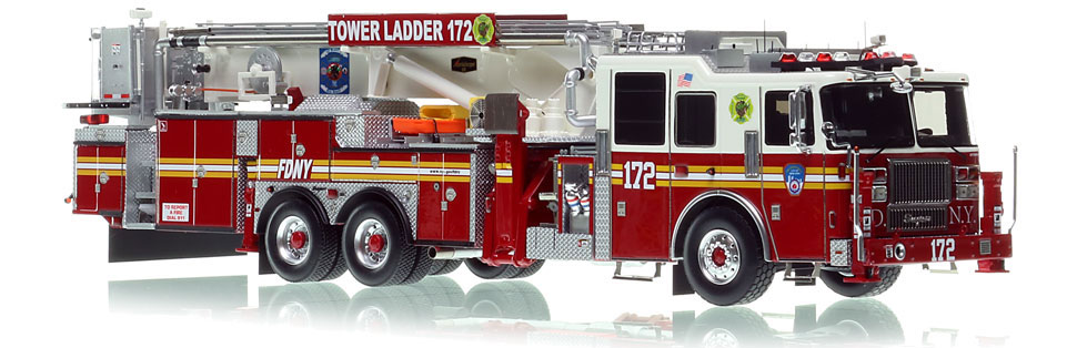 The first museum grade scale model of FDNY's Seagrave 95' Tower Ladder 172