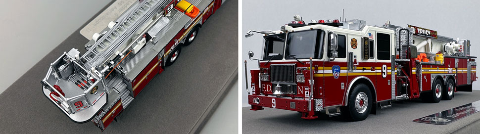 Closeup pictures 3-4 of the FDNY Ladder 9 scale model