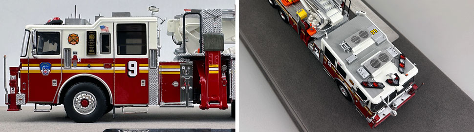 Closeup pictures 5-6 of the FDNY Ladder 9 scale model