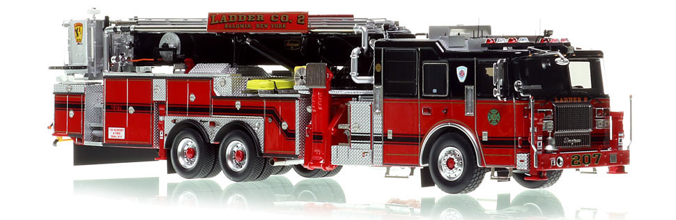 The first museum grade scale model of Baldwin Fire Department's Seagrave 95' Tower Ladder Co. 2