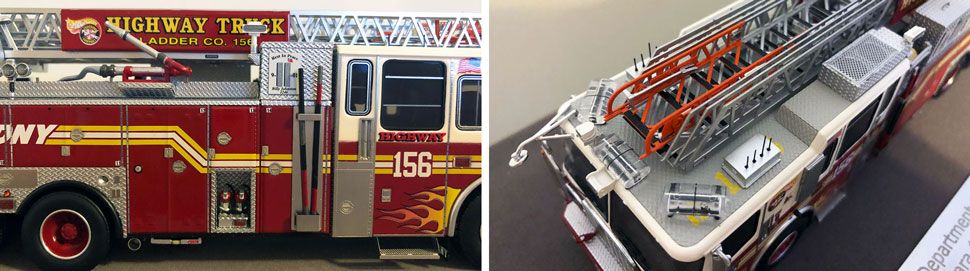 Closeup pictures 1-2 of the FDNY Ladder 156 scale model