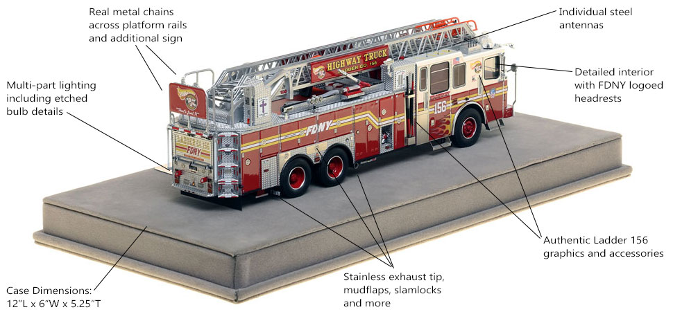 Specs and Features of FDNY Ladder 156 scale model