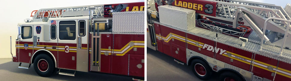 Closeup pictures 3-4 of the FDNY Ladder 3 scale model