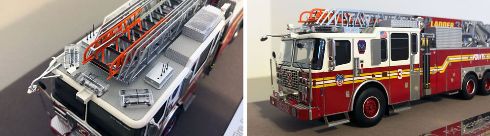 Closeup pictures 1-2 of the FDNY Ladder 3 scale model