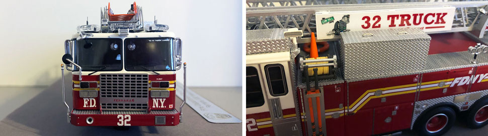 Closeup pictures 9-10 of the FDNY Ladder 32 scale model