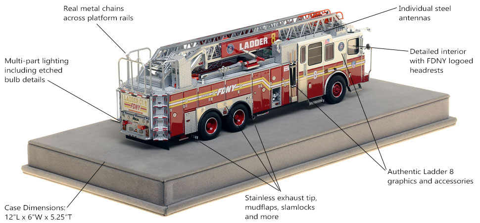 Specs and Features of FDNY Ladder 8 scale model