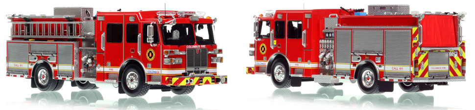 The newest spec Columbus Division of Fire Sutphen Engine is a museum grade 1:50 scale model