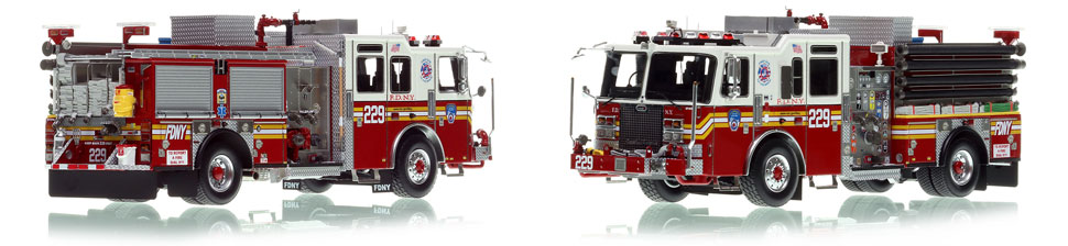 FDNY's Engine 229 scale model is hand-crafted and intricately detailed.