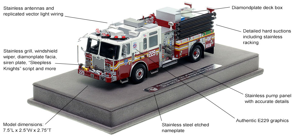 Features and Specs of FDNY's KME Engine 229 scale model