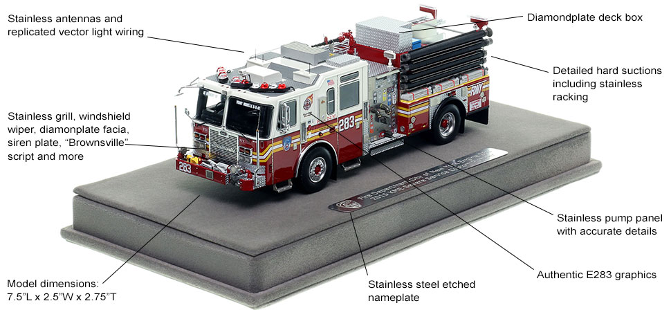 Features and Specs of FDNY's KME Engine 283 scale model