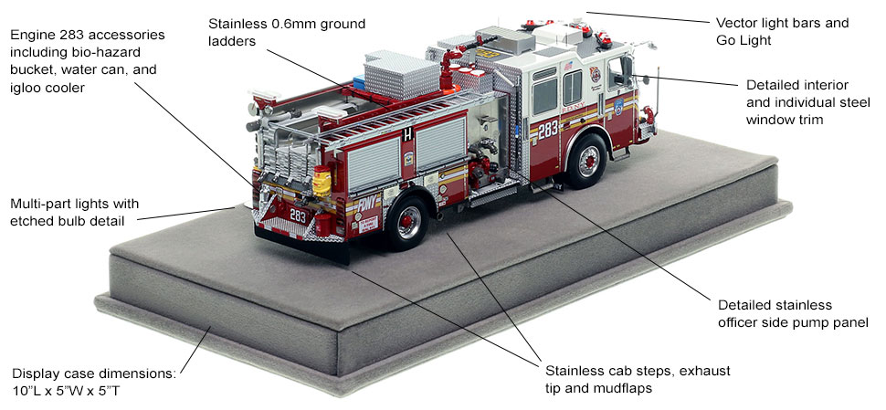 Specs and Features of FDNY's KME Engine 283 scale model