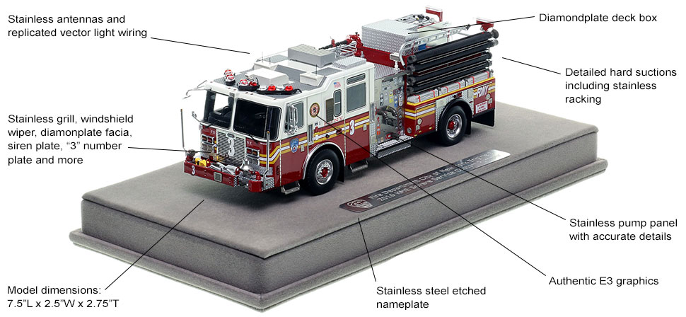 Features and Specs of FDNY's KME Engine 3 scale model