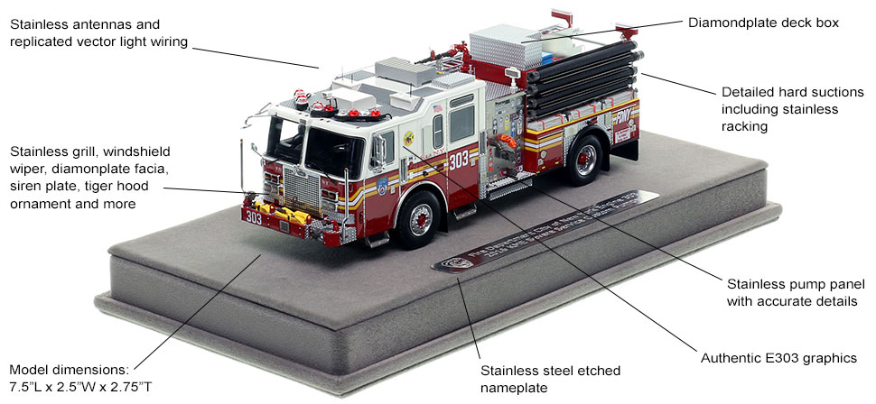 Features and Specs of FDNY's KME Engine 303 scale model