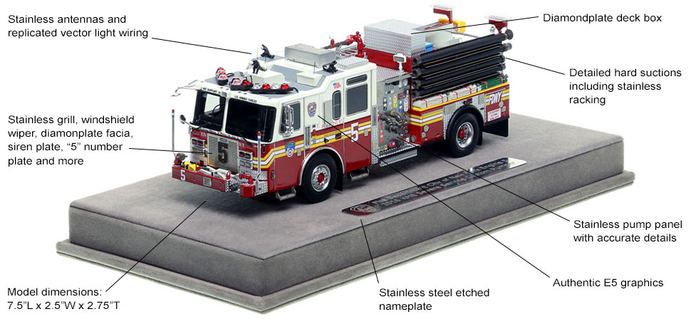 Features and Specs of FDNY's KME Engine 5 scale model