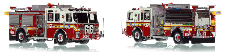 FDNY's Engine 66 scale model is hand-crafted and intricately detailed.