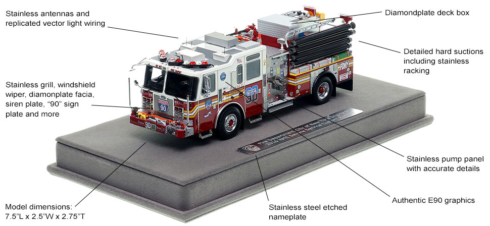 Features and Specs of FDNY's KME Engine 90 scale model