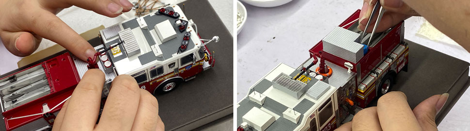 FDNY KME Engine scale models assembly pictures 13-14