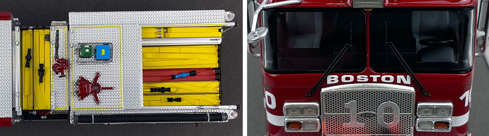 Closeup pictures 13-14 of the Boston Fire Department E-One Engine 10 scale model