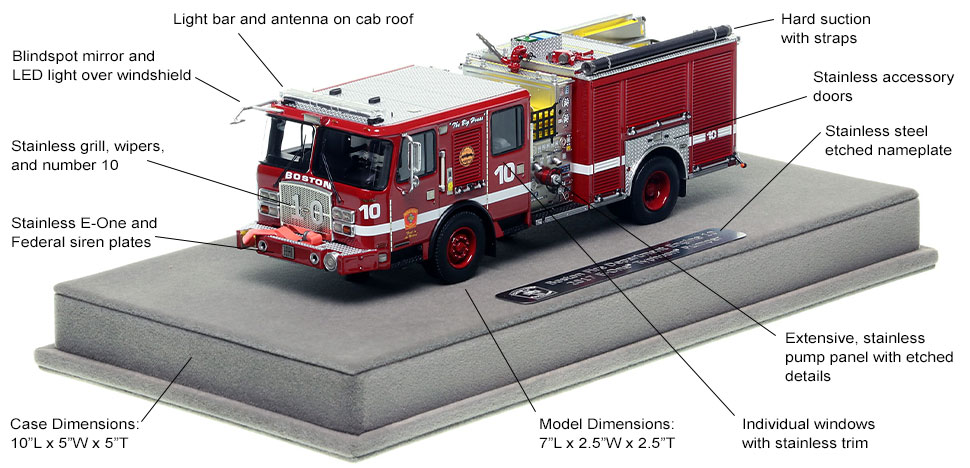 Features and Specs of the Boston E-One Engine 10 scale model