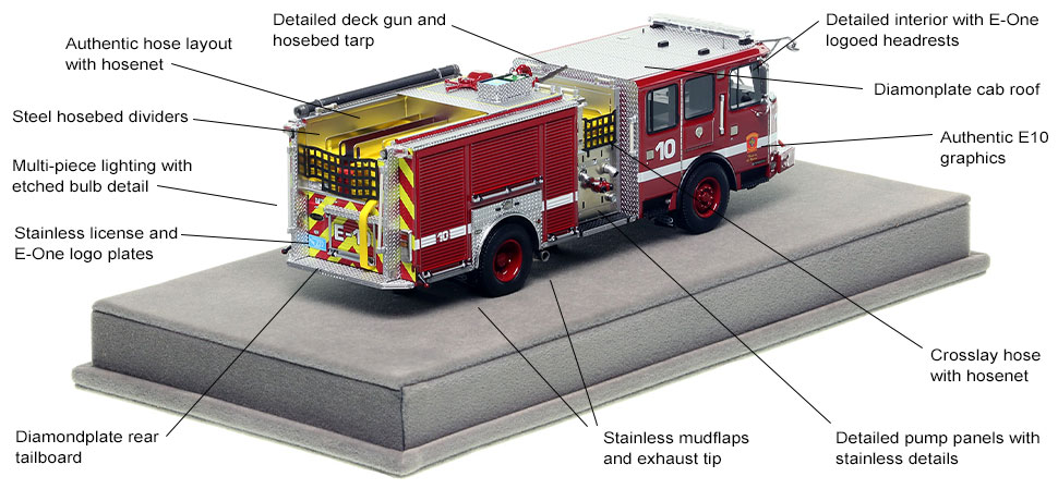 Specs and Features of the Boston E-One Engine 10 scale model