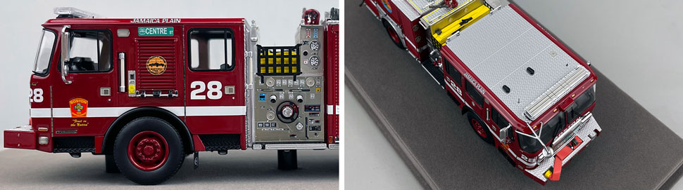 Closeup pictures 5-6 of the Boston Fire Department E-One Engine 28 scale model