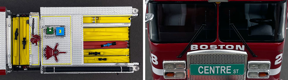 Closeup pictures 13-14 of the Boston Fire Department E-One Engine 28 scale model
