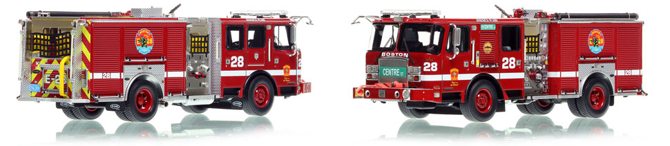 Boston's E-One Engine 28 scale model is hand-crafted and intricately detailed.