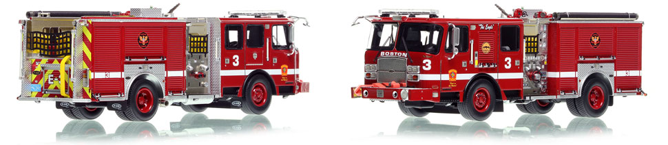 Boston's E-One Engine 3 scale model is hand-crafted and intricately detailed.