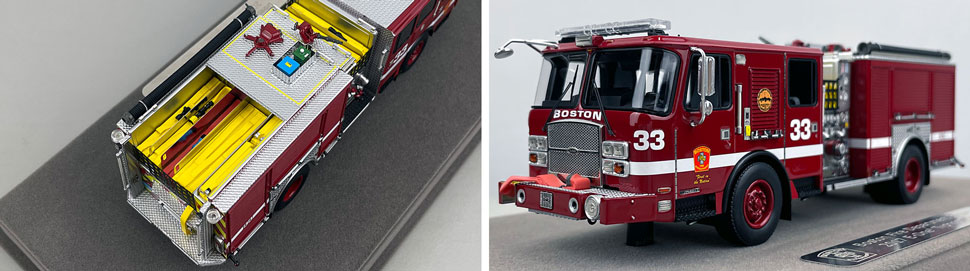 Closeup pictures 3-4 of the Boston Fire Department E-One Engine 33 scale model