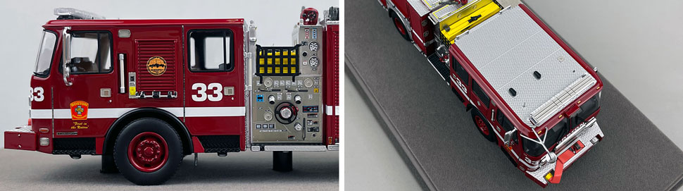 Closeup pictures 5-6 of the Boston Fire Department E-One Engine 33 scale model