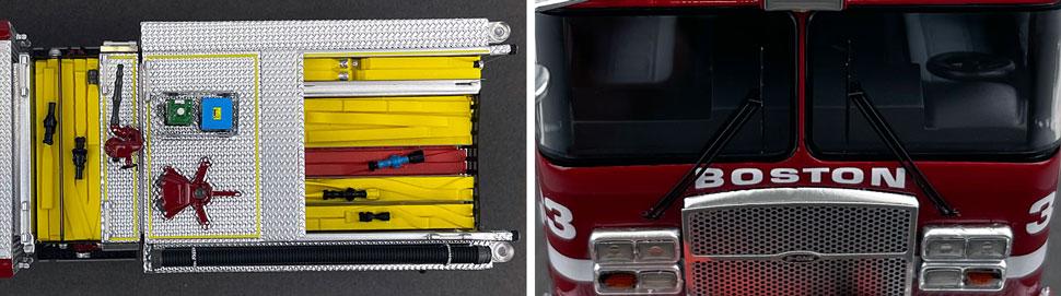 Closeup pictures 13-14 of the Boston Fire Department E-One Engine 33 scale model