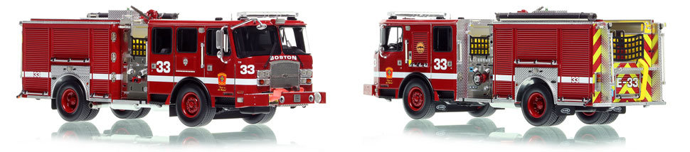 Boston's E-One Engine 33 scale model is hand-crafted and intricately detailed.