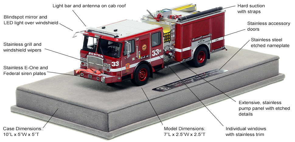 Features and Specs of the Boston E-One Engine 33 scale model