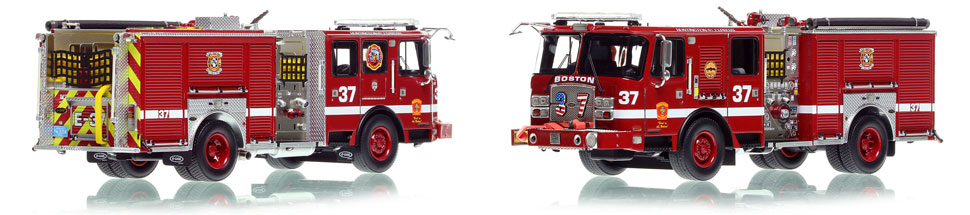 Boston's E-One Engine 37 scale model is hand-crafted and intricately detailed.