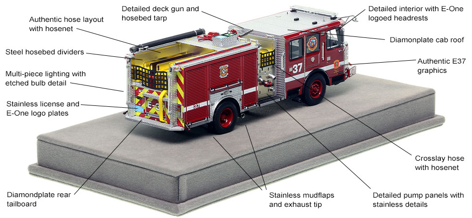 Specs and Features of the Boston E-One Engine 37 scale model