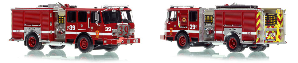 Boston's E-One Engine 39 scale model is hand-crafted and intricately detailed.