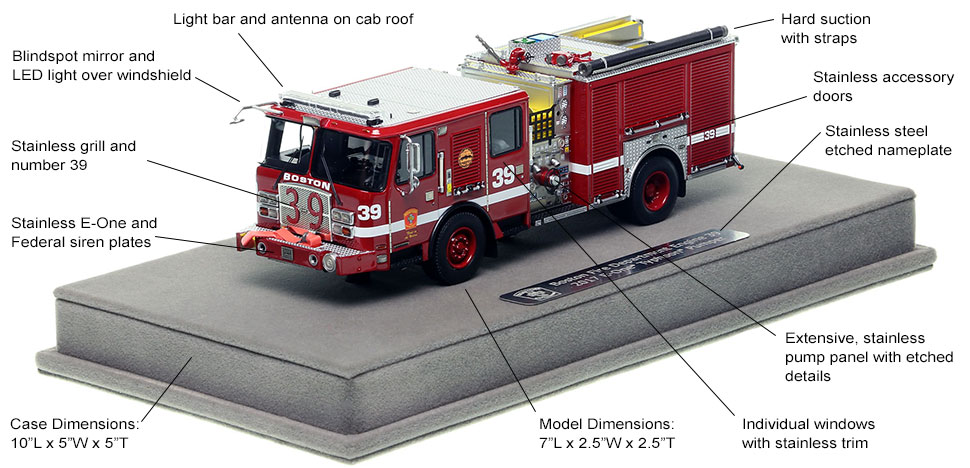 Features and Specs of the Boston E-One Engine 39 scale model