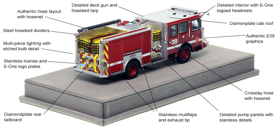 Specs and Features of the Boston E-One Engine 39 scale model