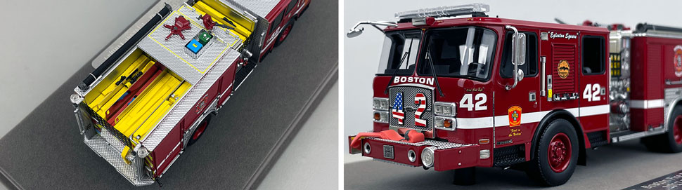 Closeup pictures 3-4 of the Boston Fire Department E-One Engine 42 scale model
