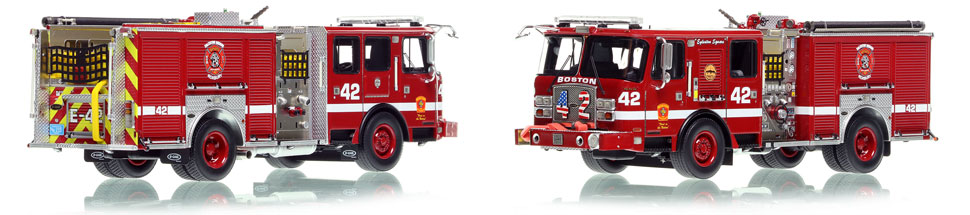 Boston's E-One Engine 42 scale model is hand-crafted and intricately detailed.