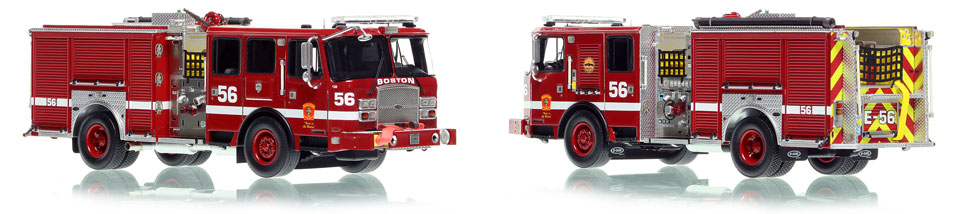 Boston's E-One Engine 56 scale model is hand-crafted and intricately detailed.