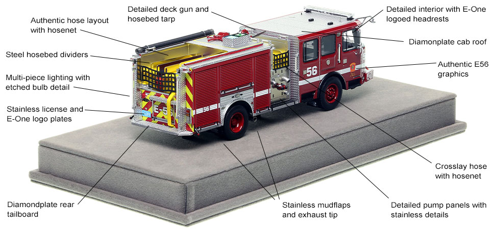 Specs and Features of the Boston E-One Engine 56 scale model