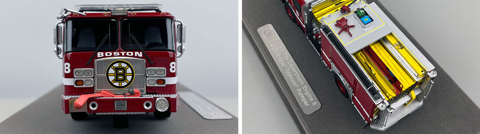 Closeup pictures 1-2 of the Boston Fire Department E-One Engine 8 scale model
