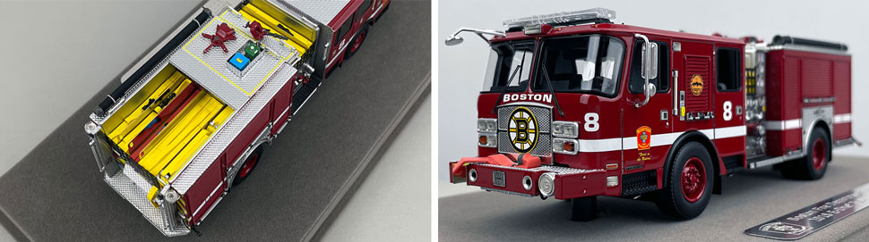 Closeup pictures 3-4 of the Boston Fire Department E-One Engine 8 scale model